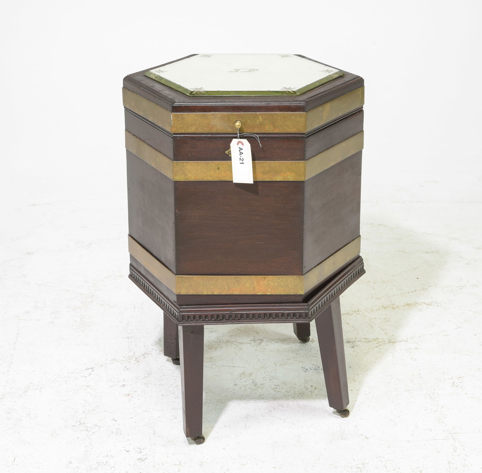 Mahogany Brass Banded Cellarette: Mahogany Brass Banded Cellarette - 28 inches tall x 16.5 x 19