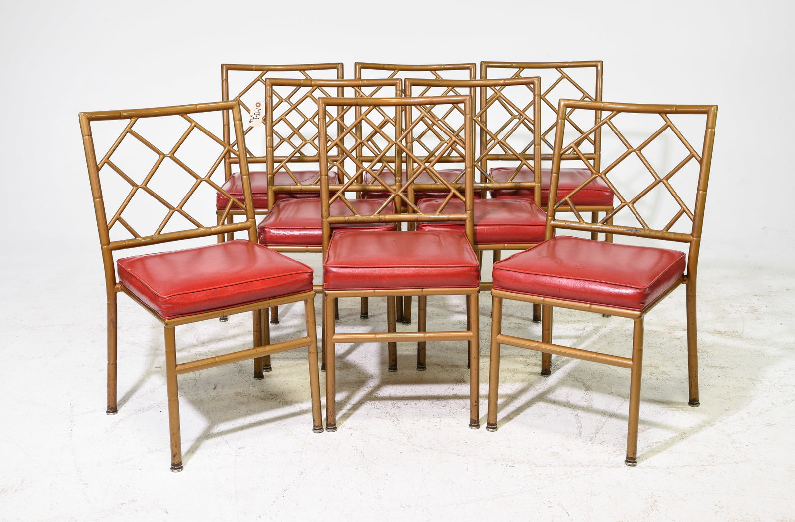 Set of 8 Faux Bamboo Metal Dining Chairs #1: Set of 8 Faux Bamboo Metal Dining Chairs - These came from the Mt. Fuji Inn in Nebraska - 33 in tall x 16 x 20, Seat height is 19 inchesMore Information on Mt. Fuji Inn : https://mytiki.life/tiki-bars