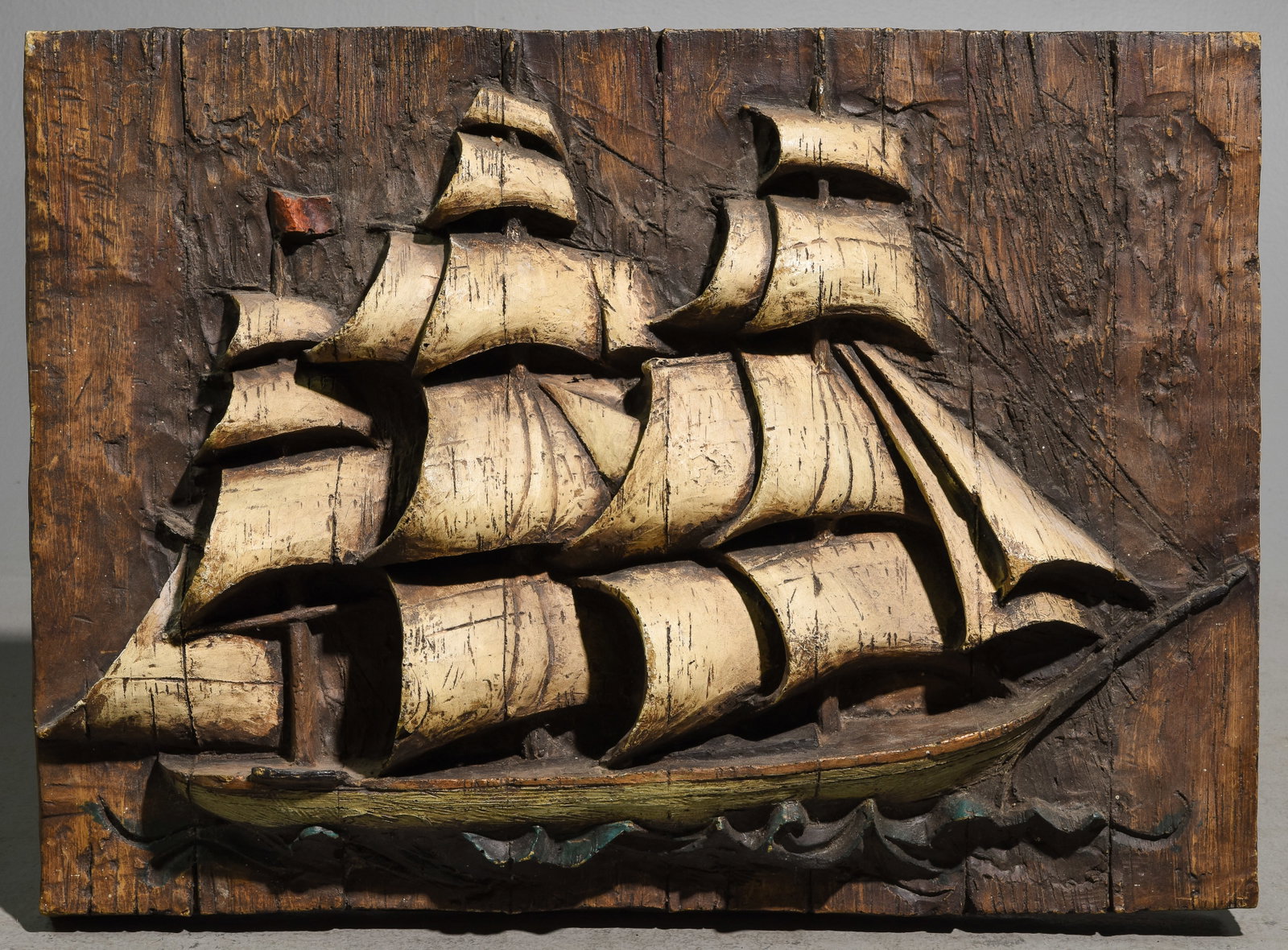 Sailing Ship Relief Artwork - Vanguard Studios 1969: Sailing Ship Relief Artwork - Vanguard Studios 1969 made of Vanathane - 23 in tall x 31.5 x 6