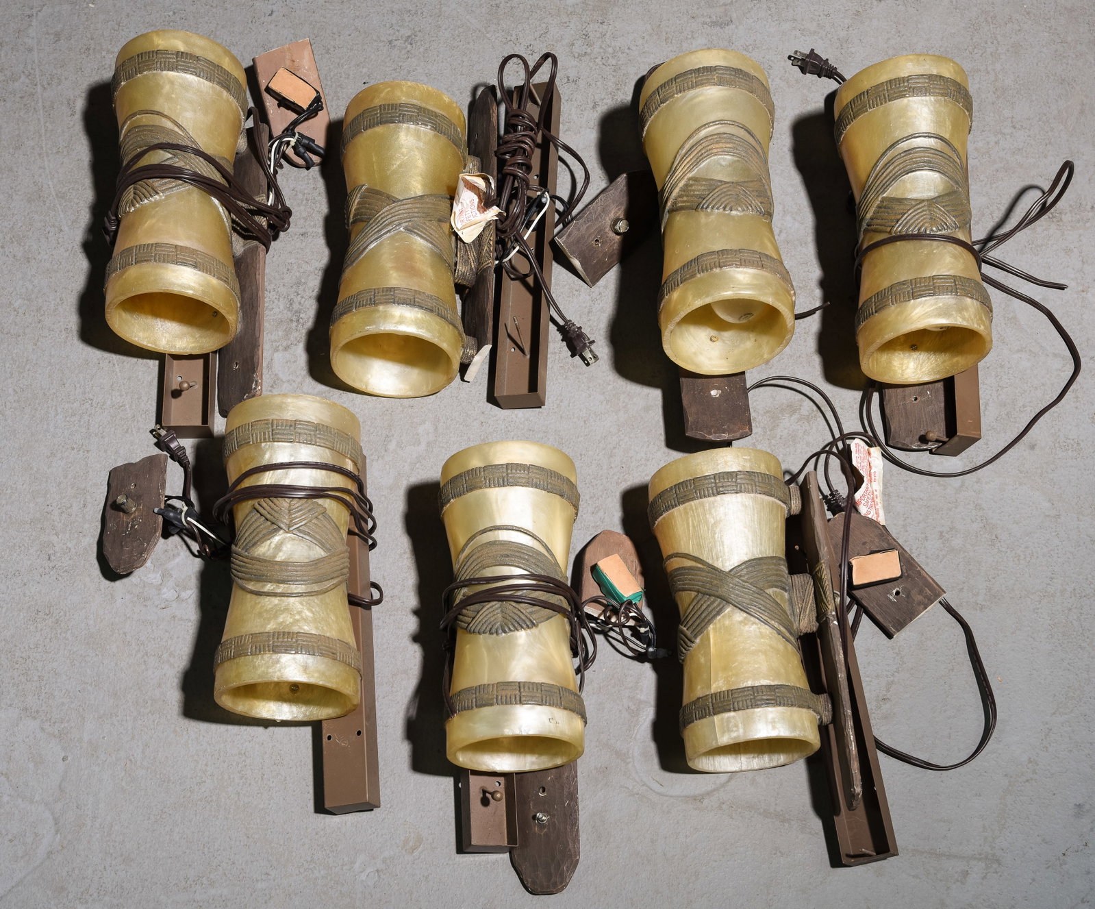 Seven Tiki Sconces from the Disney Polynesian Resort: Seven Tiki Sconces from the Disney Polynesian Resort - 16 in tall x 7 x 7Find out more about the Disney Polynesian Village here: https://mytiki.life/tiki-bars/disneys-polynesian-village-resort