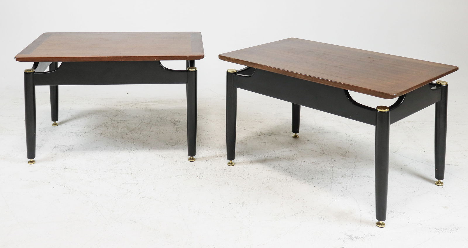 2 Mid Century E. Gomme G Plan Coffee Tables: These Danish Modern Style Coffee / End Tables are made by Mid Century Modern Furniture Maker G-Plan & are part of their "Tola & Black" Range - 17.5 in tall x 29 x 19 each