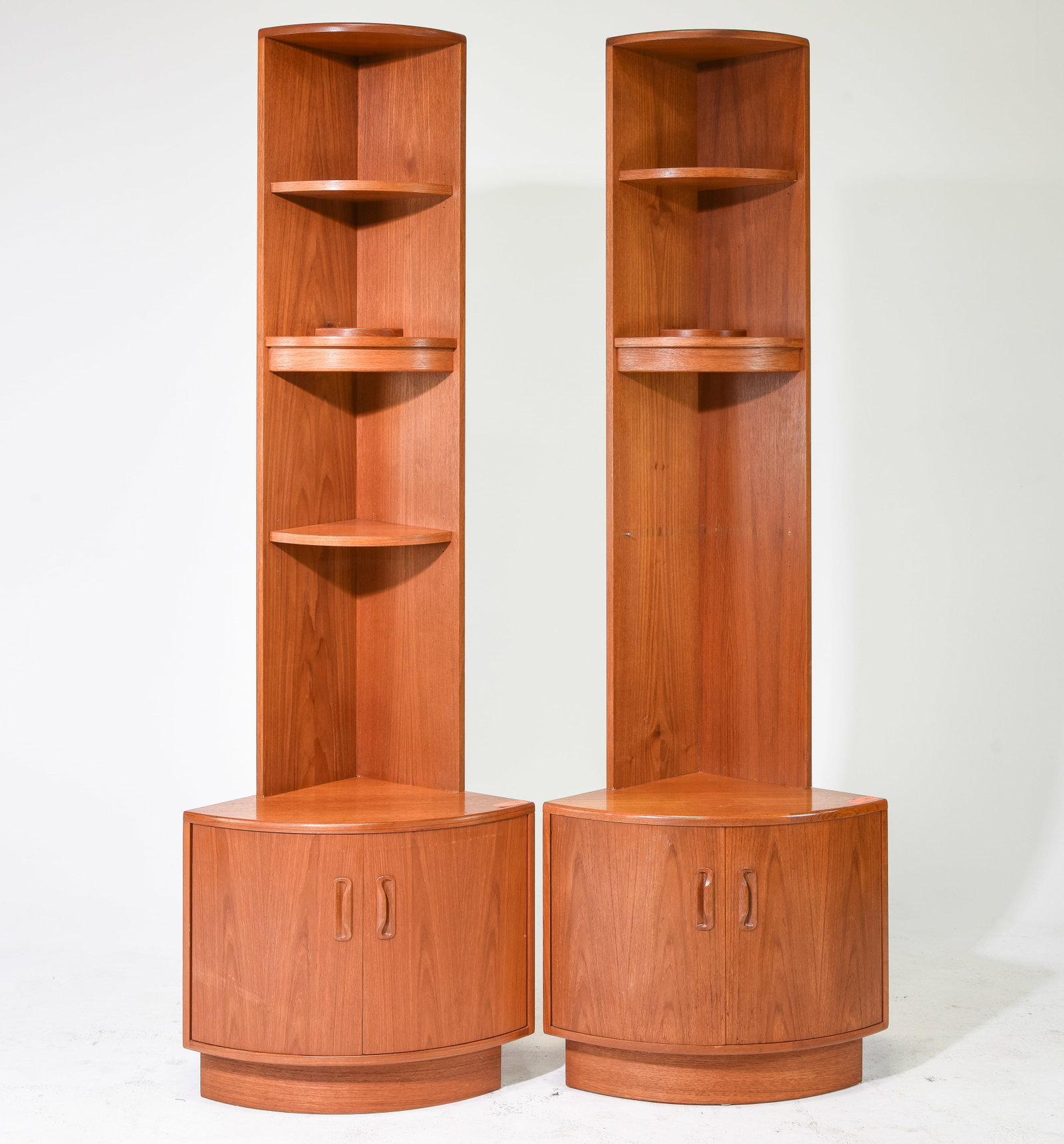 2 Mid Century Modern Corner Cabinets - Gplan: 2 Danish Modern Style Corner Cabinets by Gplan - 78 in tall x 26 x 18 each