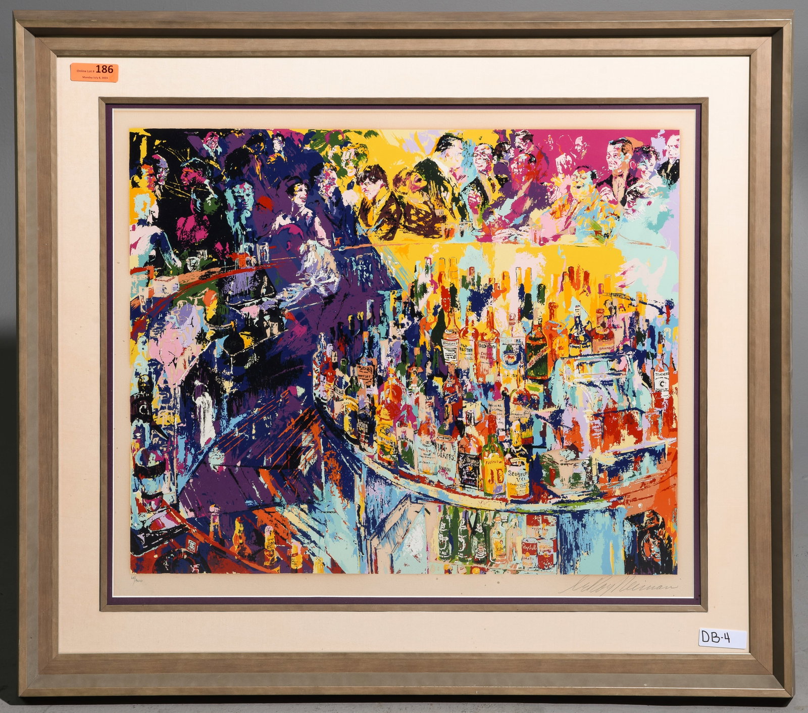 LeRoy Neiman "Toots Shor Bar" (1921-2012): LeRoy Neiman "Toots Shor Bar" Signed Print / Serigraph Number 64 of 300 - 38.75 in tall x 43.75 x 2.25