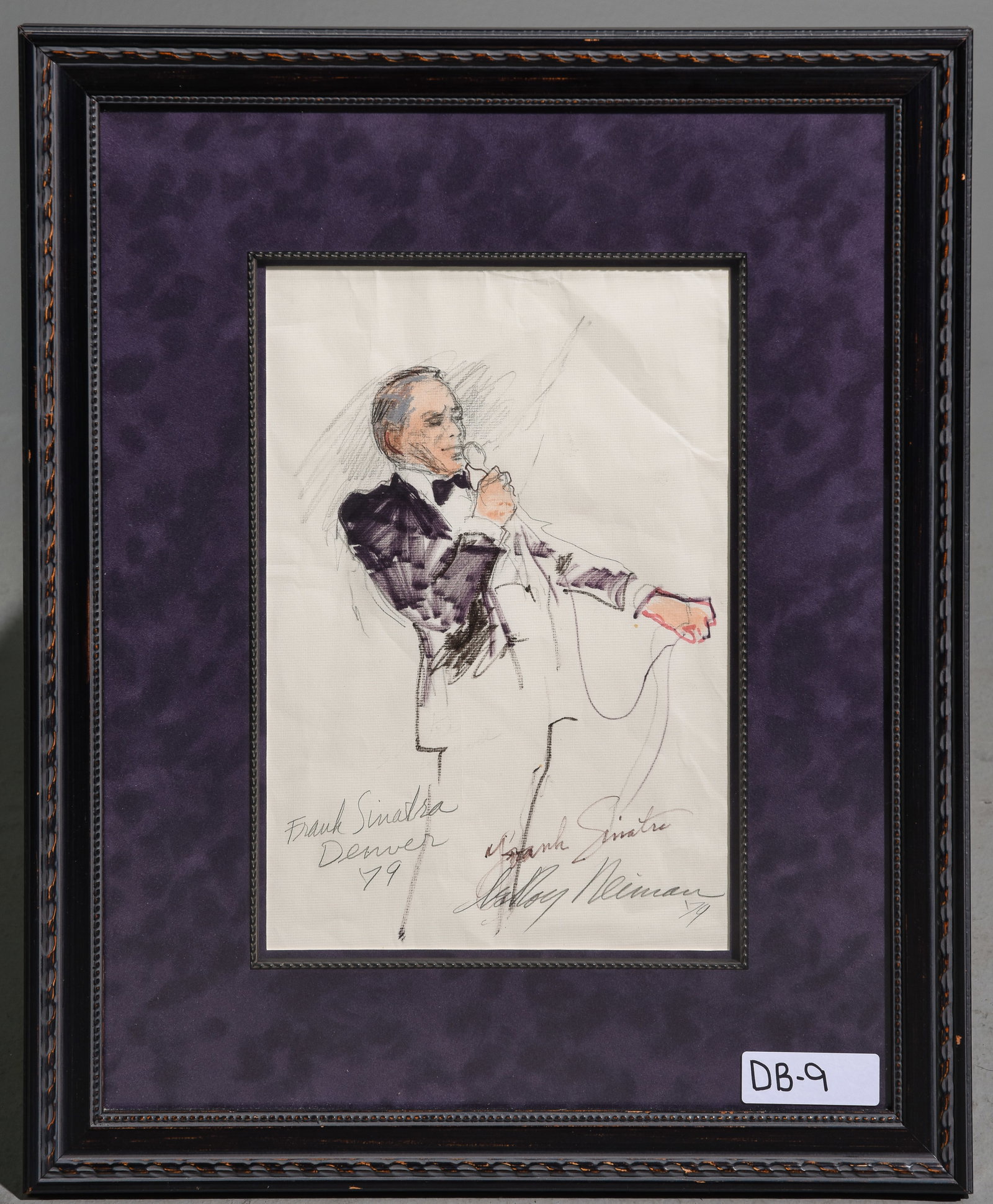 LeRoy Neiman F. Sinatra Sketch '79 Signed: LeRoy Neiman F. Sinatra Sketch '79 Signed - 22.75 in tall x 18.25 x 1