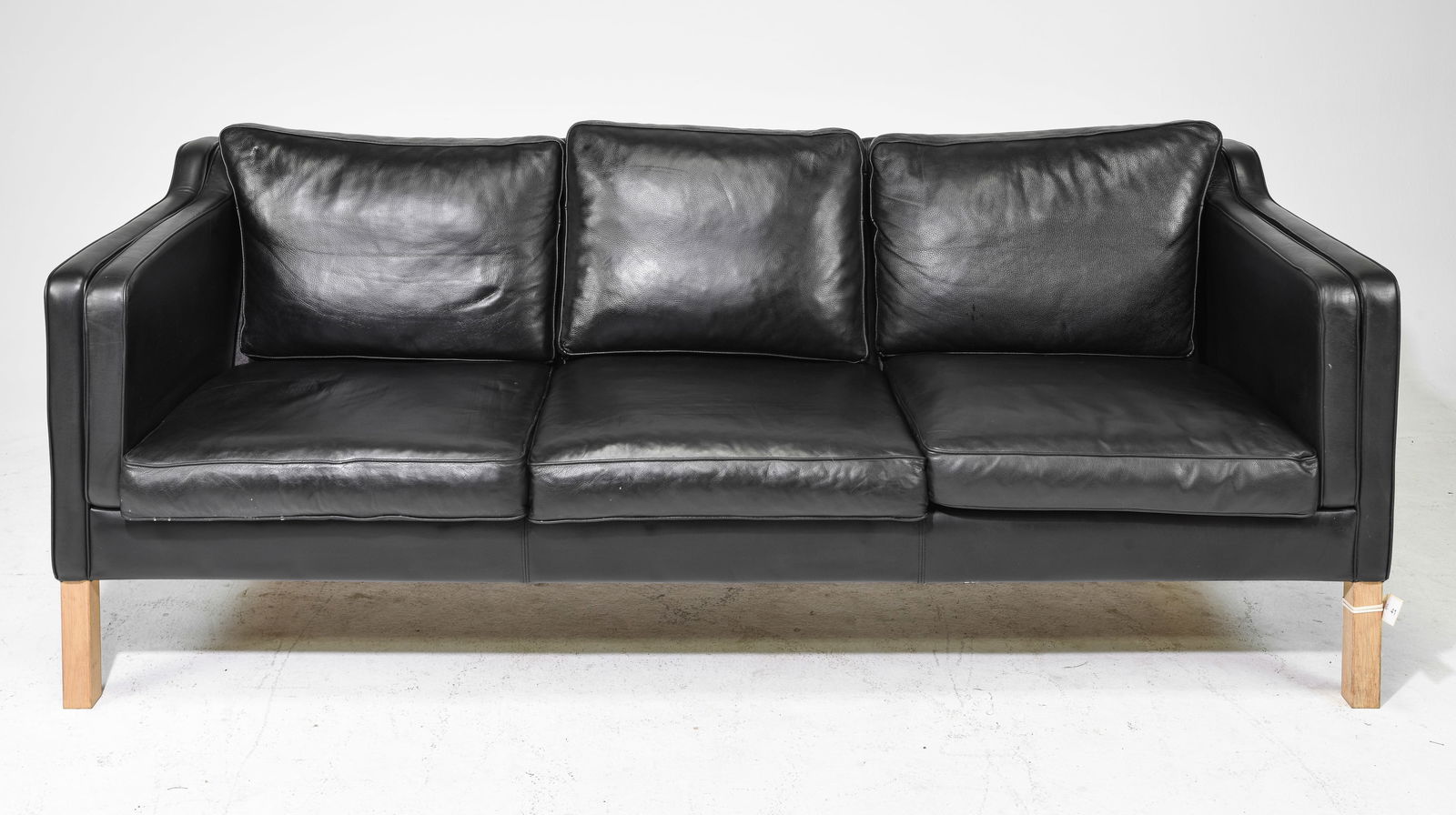 Danish Mid Century Modern Leather Sofa: Danish Mid Century Modern Leather Three Seater Sofa - 31 in tall x 79 x 34