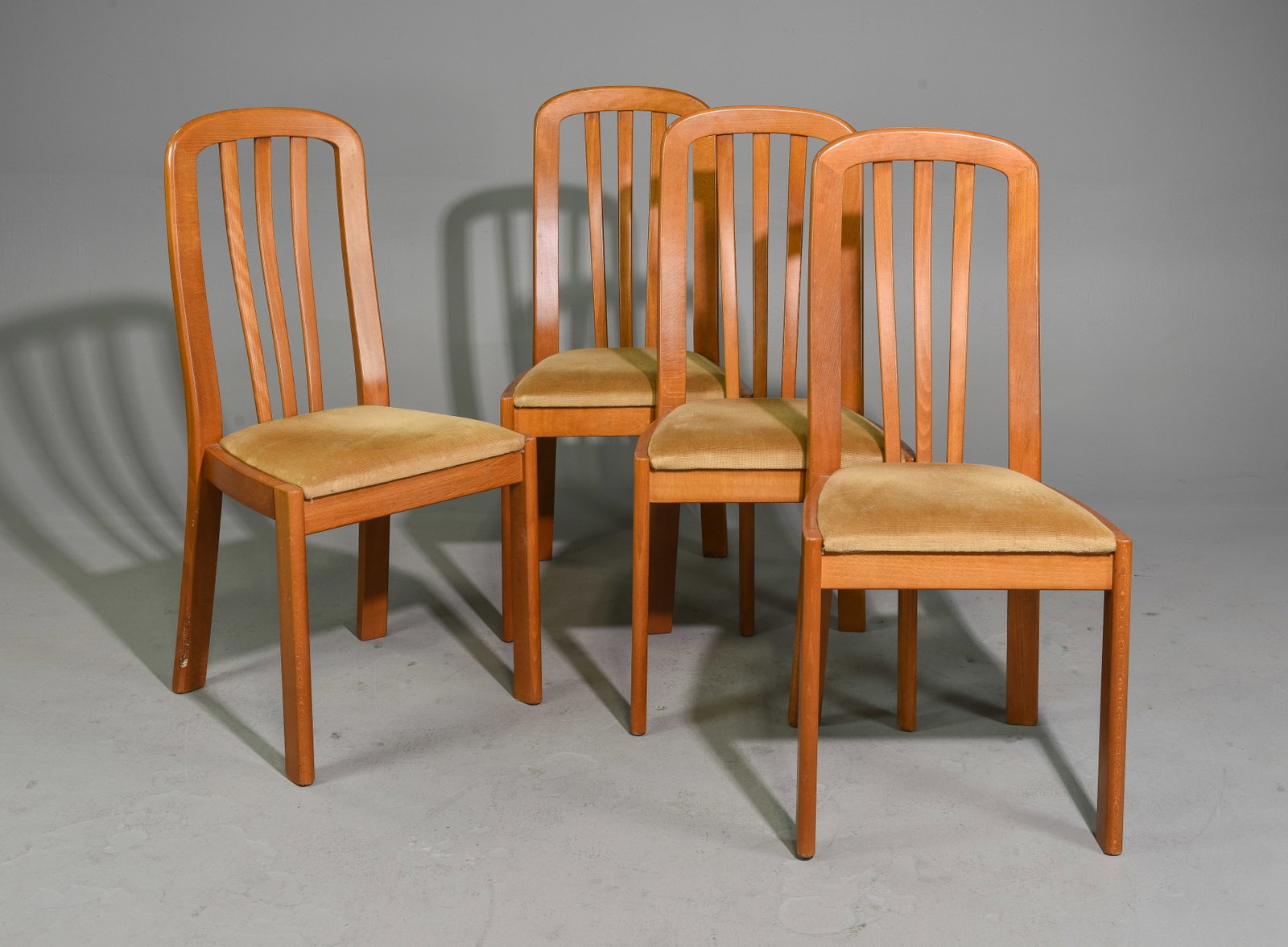 Four Mid Century Modern Dining Chairs: Four Danish Modern Style High Back Dining Chairs - 38.5 in tall x 19 x 16.5, Seat height is 18 inches