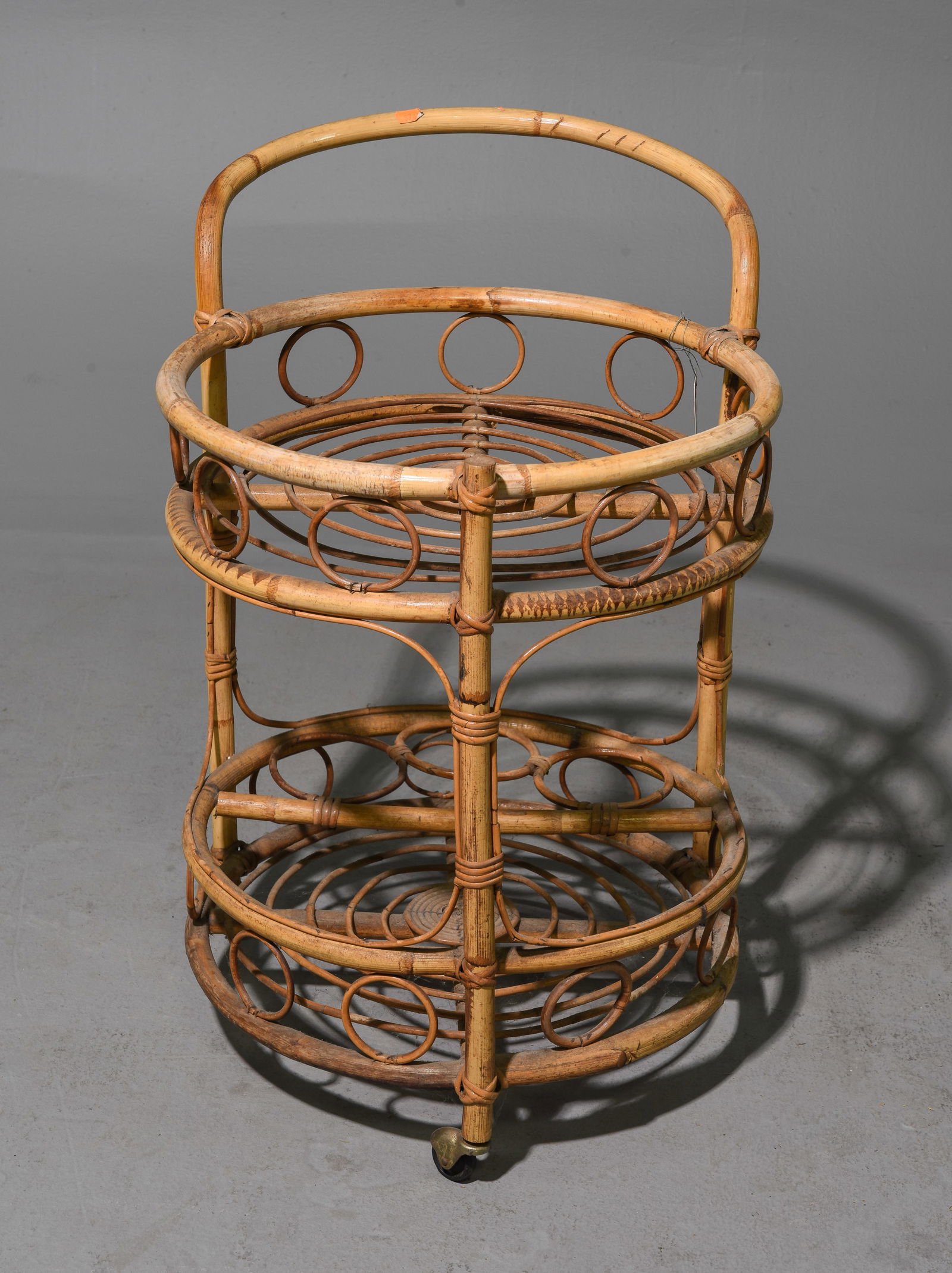 Bamboo Tiki Style Trolley / Cart: Bamboo Tiki Style Trolley / Cart - 26 in tall x 22.5 x 18