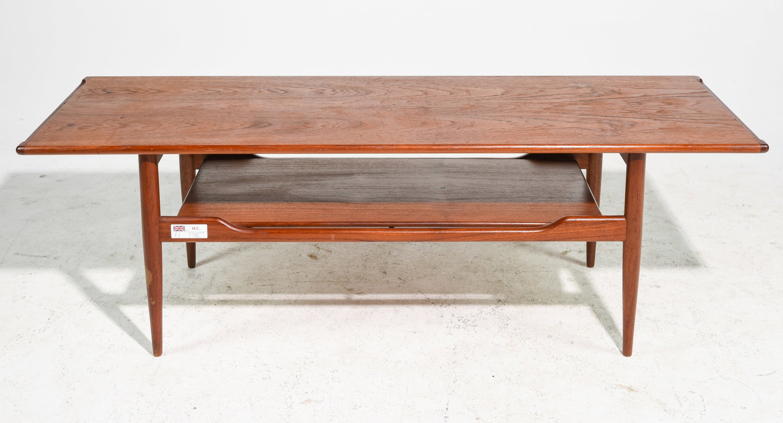 Danish Mid Century Modern Cocktail Table: Danish Mid Century Modern Cocktail / Coffee Table with Shelf - 19.25 in tall x 60 x 20.5