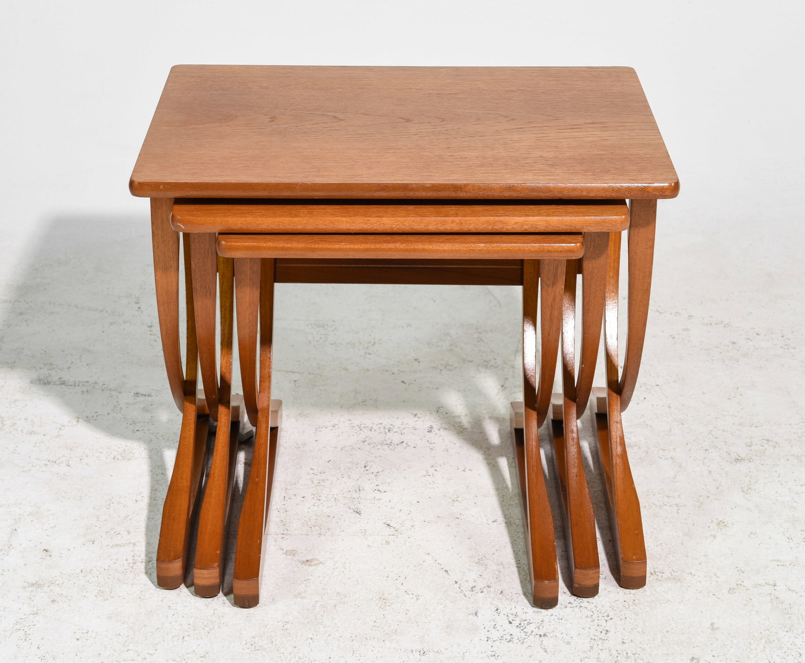 Mid Century Modern Nest of 3 Tables - Nathan: Danish Modern Style Nest of 3 Tables by Nathan - 20 in tall x 24 x 17