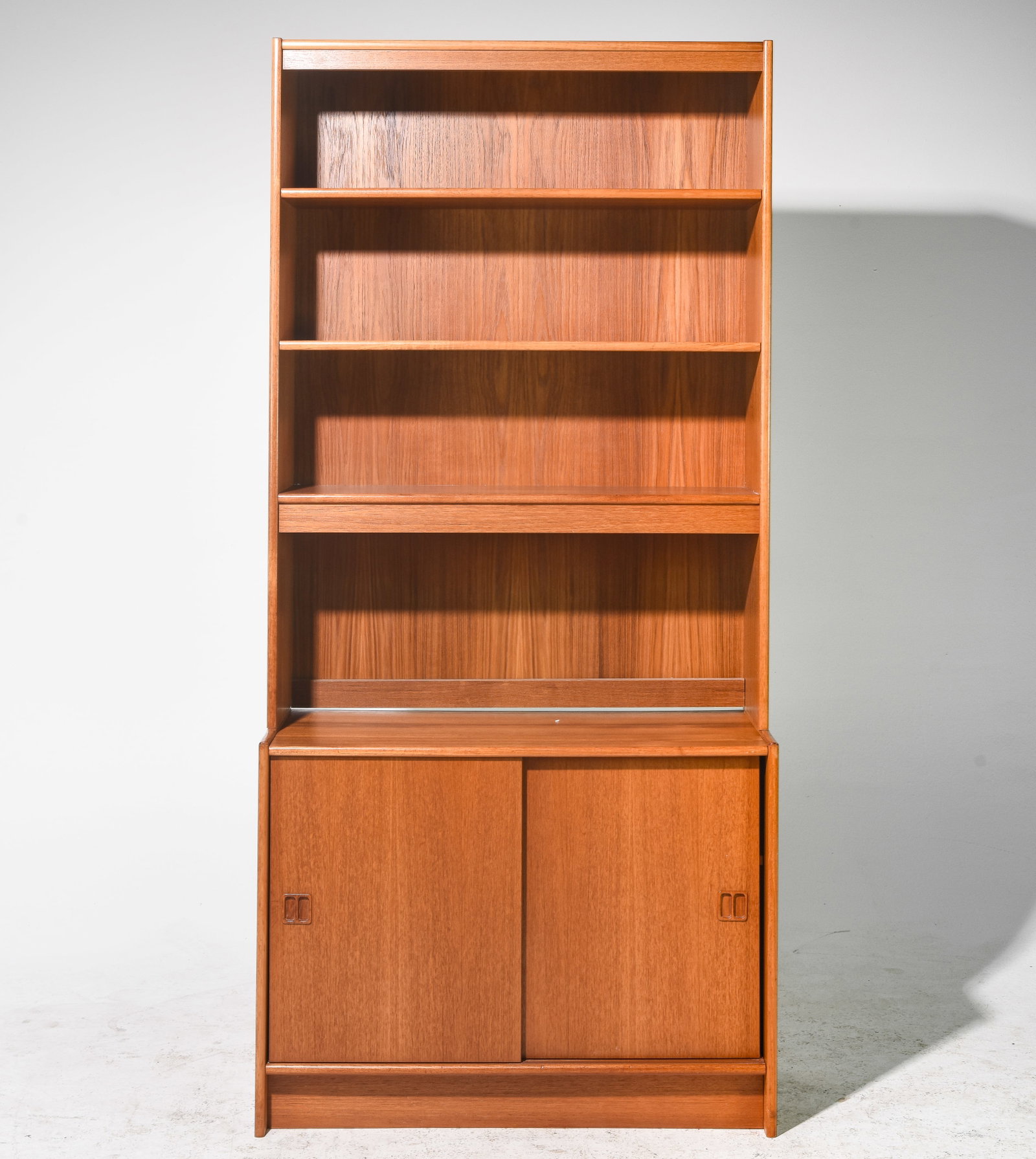 Mid Century Modern Bookshelf / Wall Unit: Danish Modern Style Teak Bookshelf / Wall Unit - 73.5 in tall x 34.5 x 16