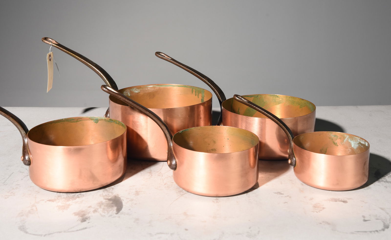 Set of 5 French Polished Copper Sauce Pans #2 (1 of 4)