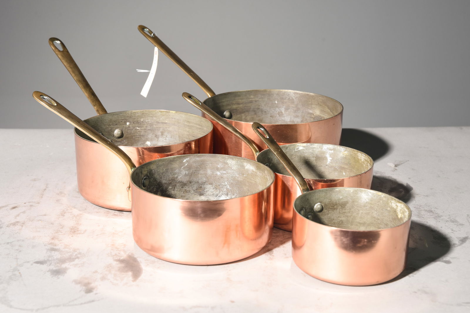 Set of 5 French Polished Copper Sauce Pans #3 (1 of 3)