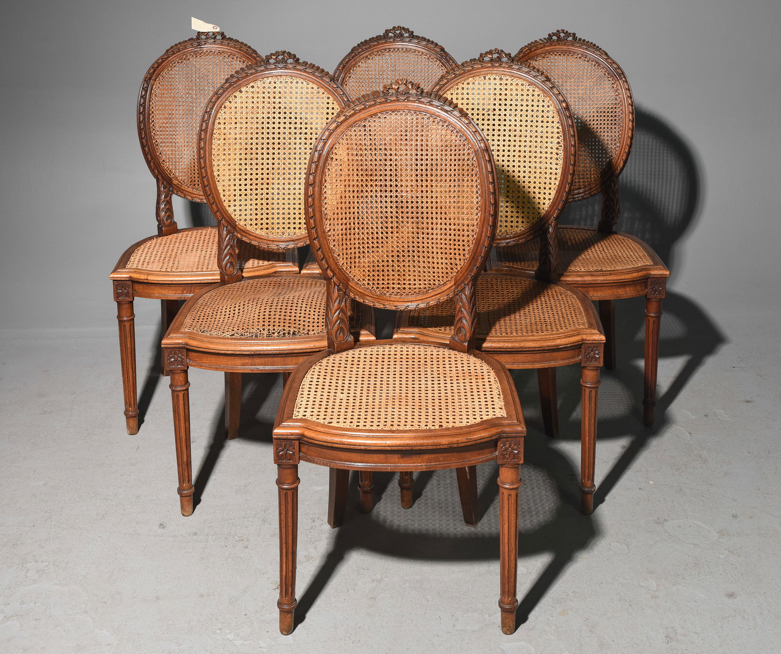 Set Of 6 Louis XVI Style Walnut Caned Dining Chairs (1 of 6)