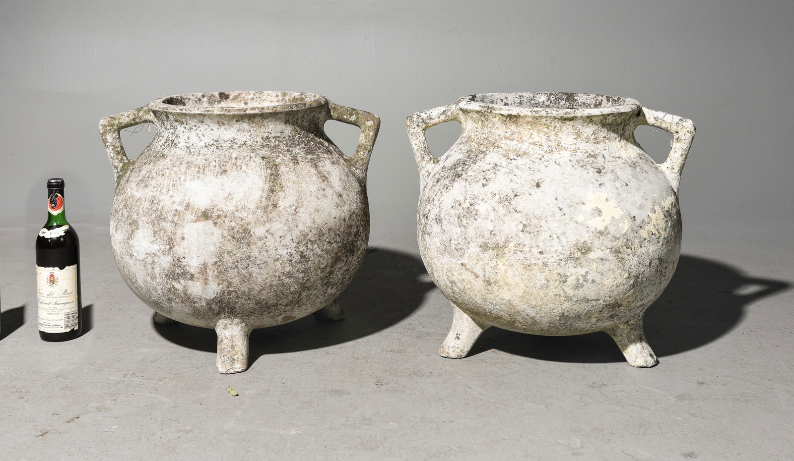 2 Willy Guhl Industrial Marmite Cauldron Planters: 2 Willy Guhl Industrial Marmite Cauldron Planters - 18 inches tall x 21 x 20