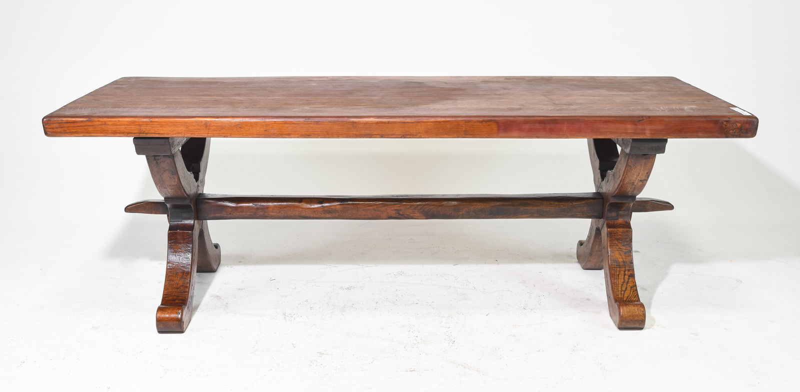 French Solid Heavy Oak Trestle Base Monastery Table (1 of 5)