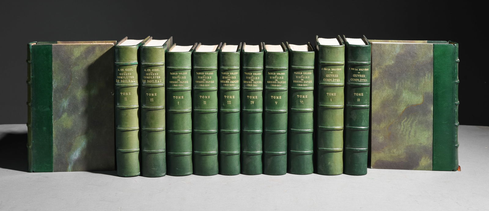 12 Assorted European Green Leather Bound Tomes (1 of 3)