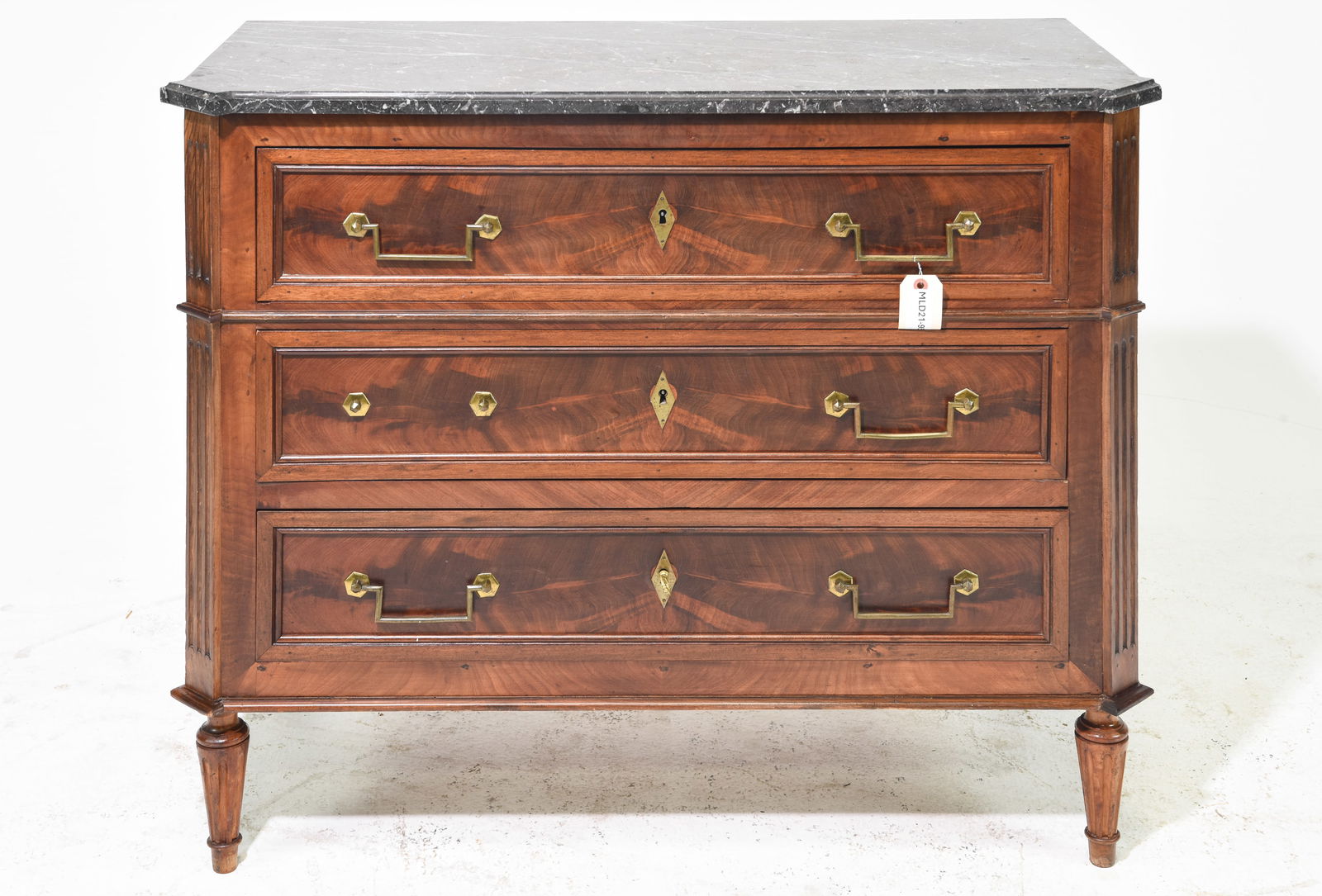 Louis XVI Style Marble Top Mahogany Chest (1 of 5)