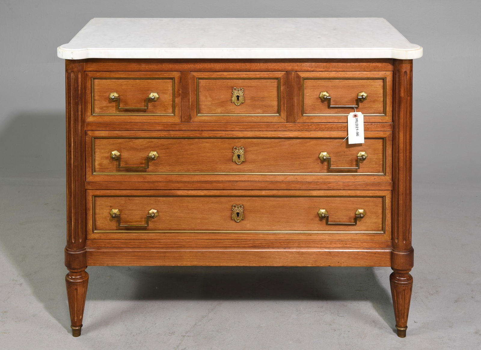 Louis XVI Style White Marble Top Mahogany Chest (1 of 6)