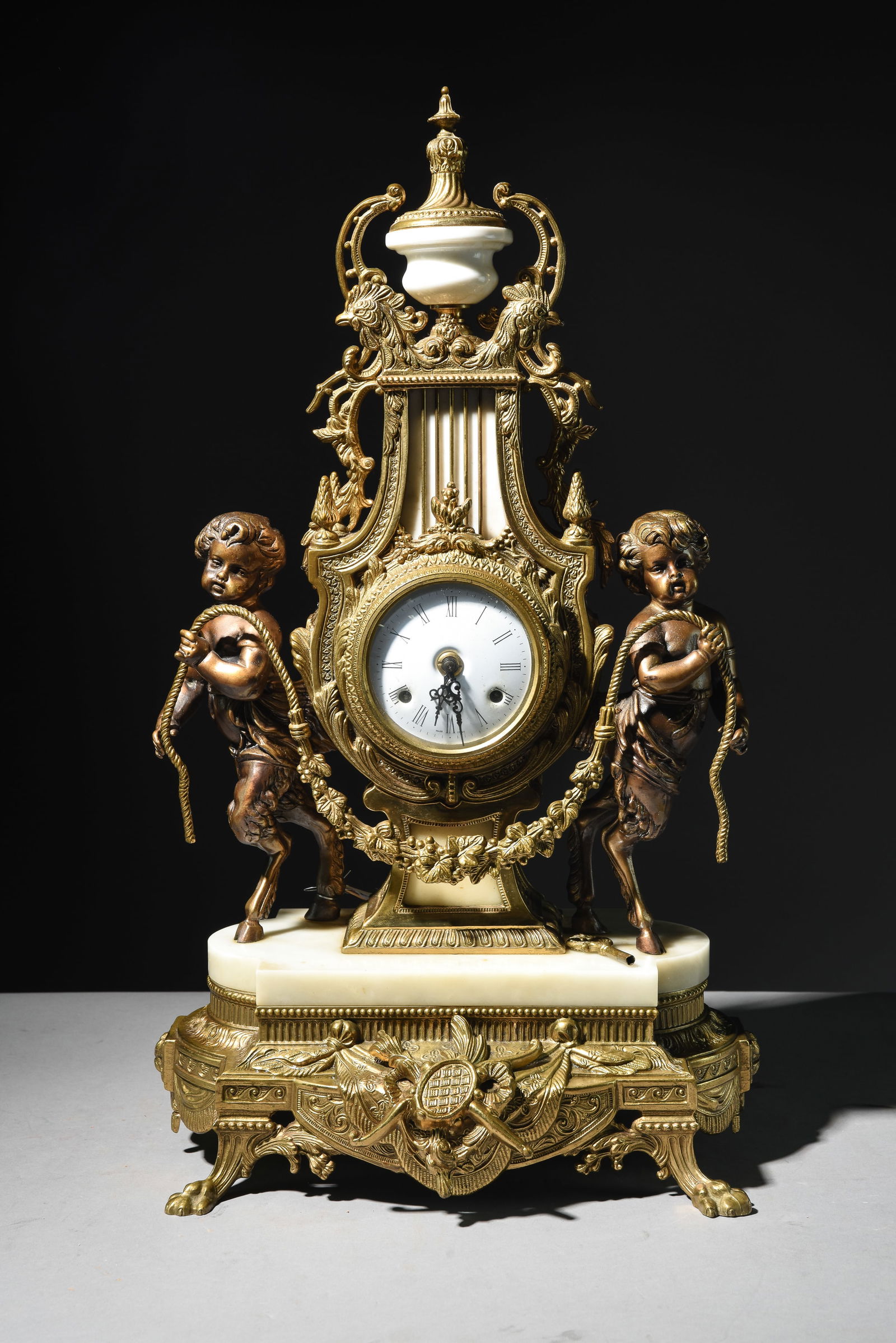 Italian Gilded Bronze Marble & Figural Clock (1 of 7)