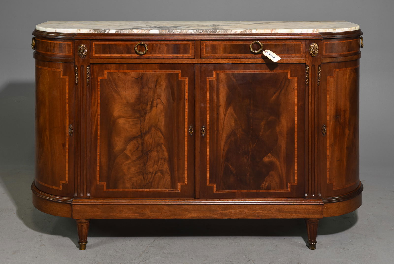 Louis XVI Style Curved Marble Top Sideboard (1 of 8)