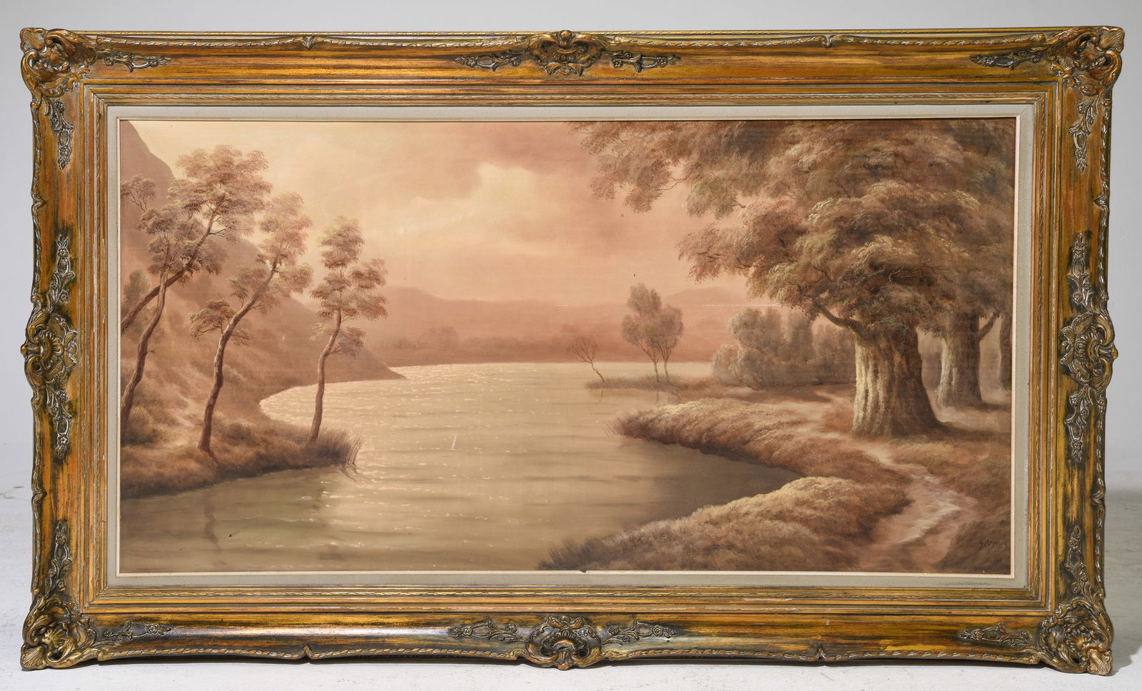 Gold Gilt Framed Oil on Canvas Landscape (1 of 6)