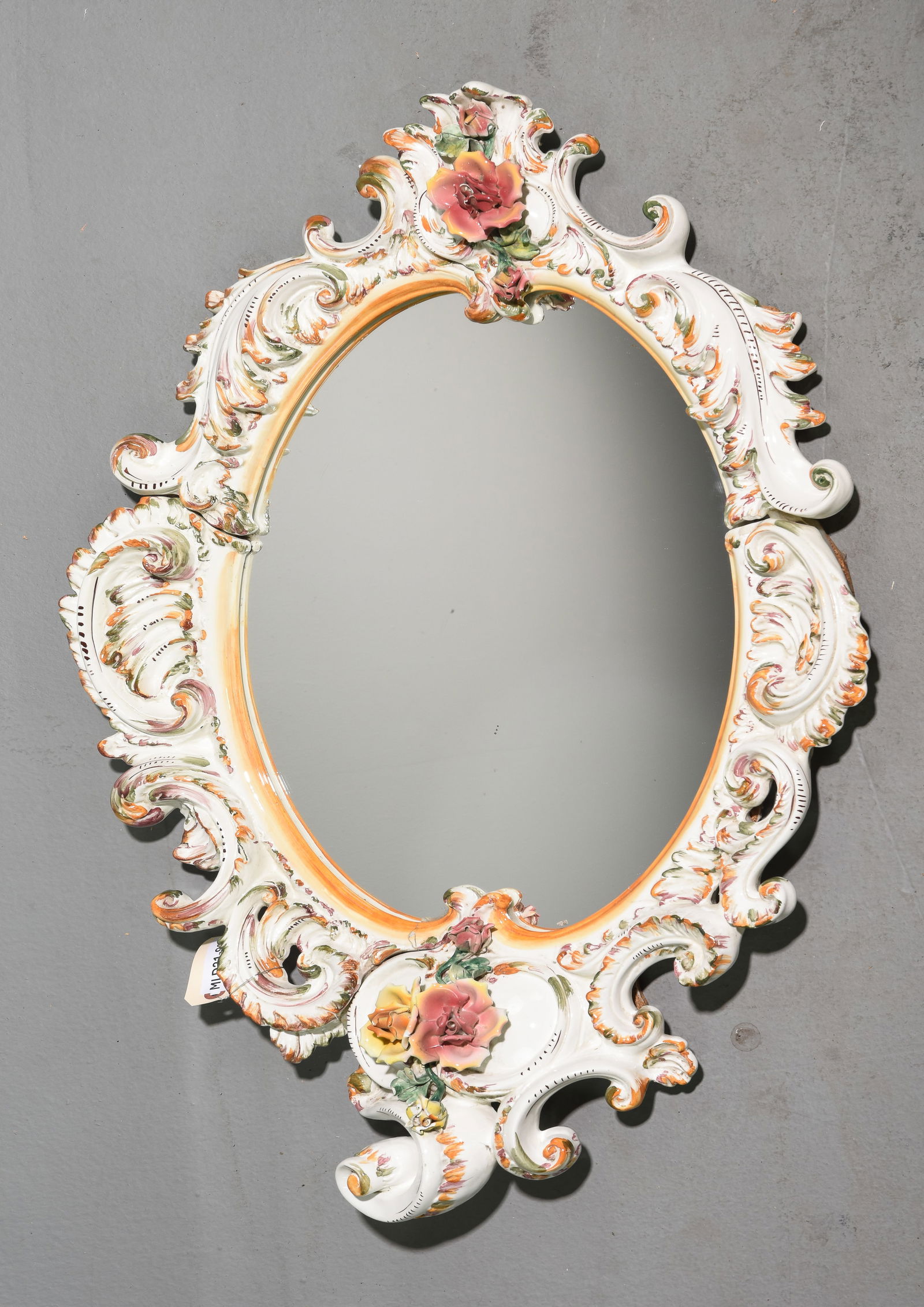 Italian Porcelain Framed Oval Mirror (1 of 4)