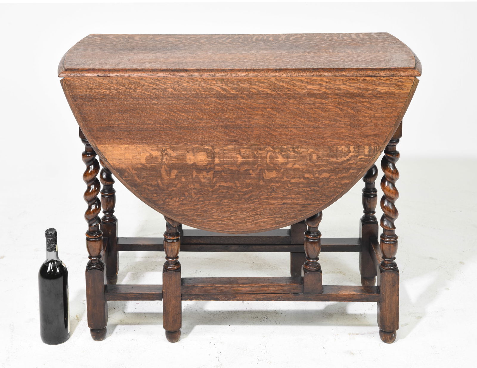 British Oak Barley Twist Drop Leaf Table c.1920's (1 of 3)