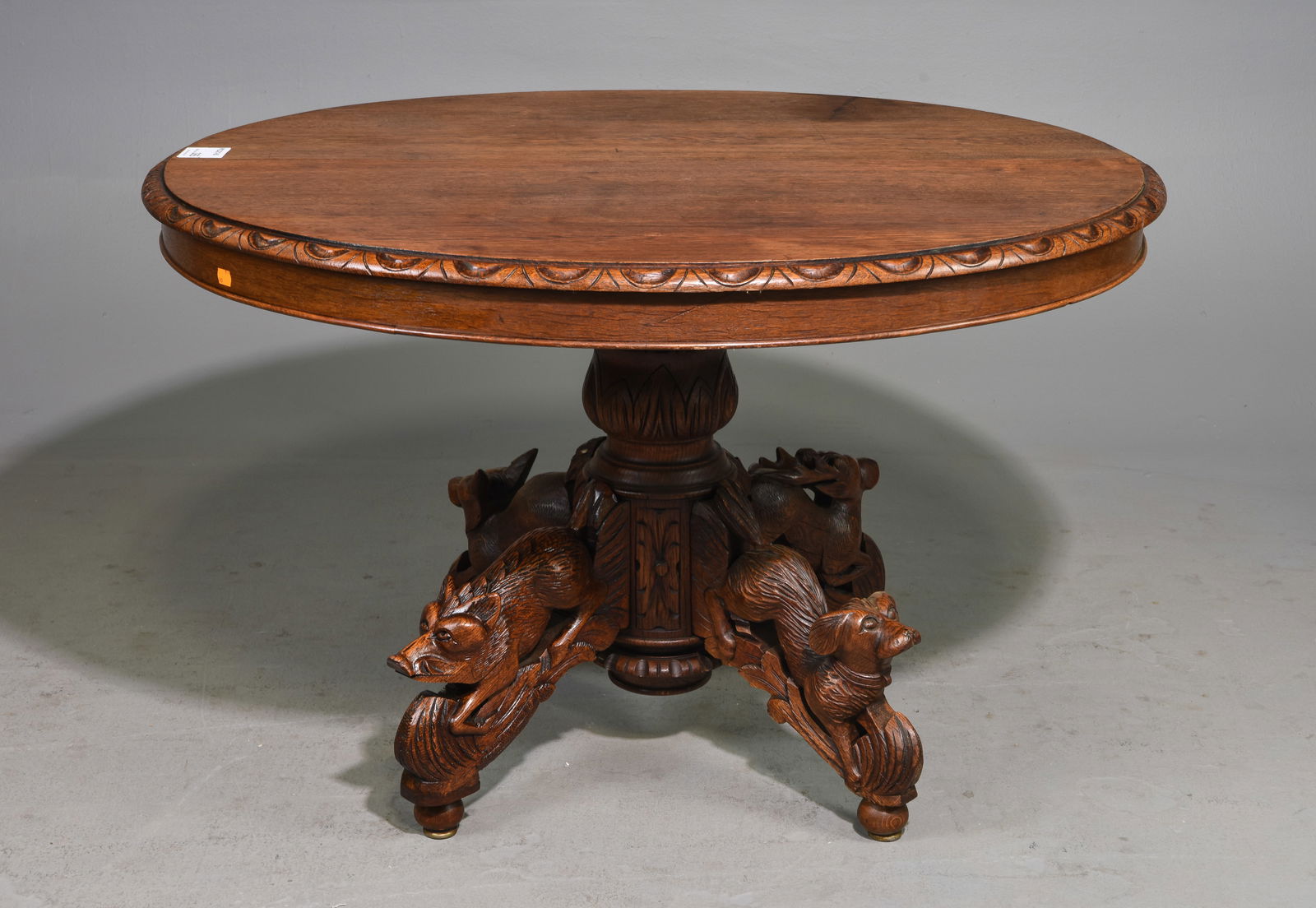 French Carved Oak Hunt / Fox Table c.1920's-30's (1 of 8)