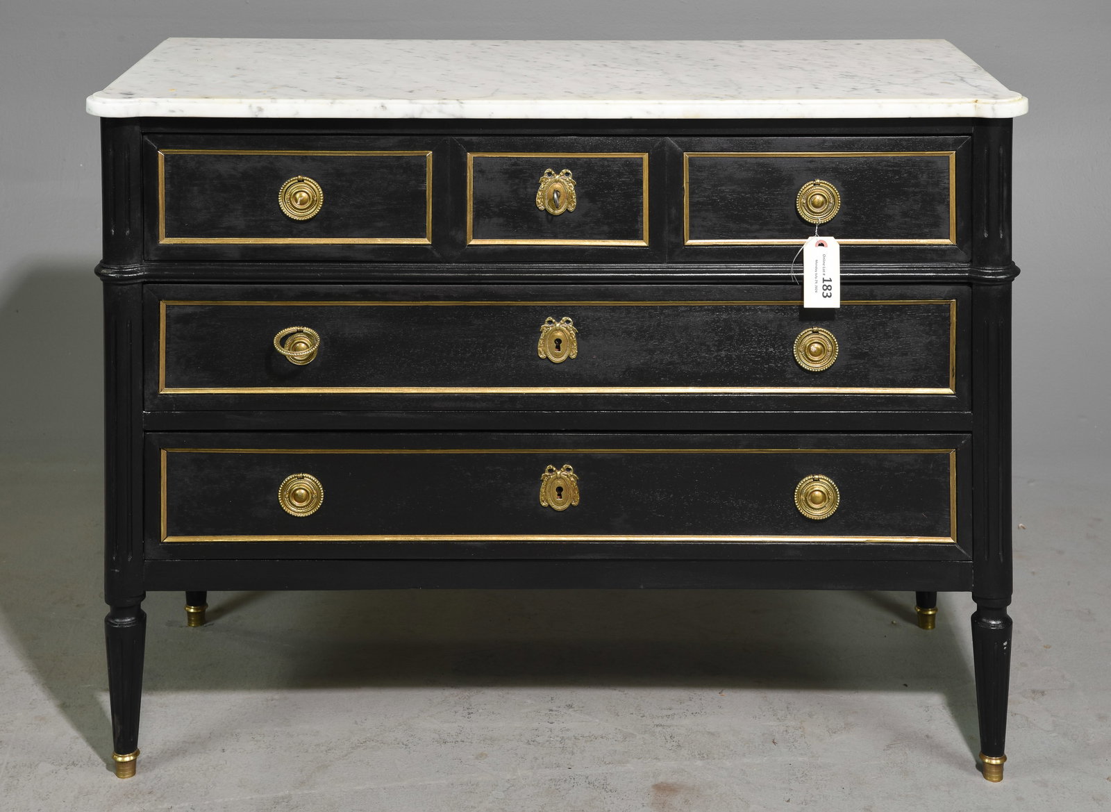 Louis XVI Style White Marble Top Painted Chest (1 of 5)