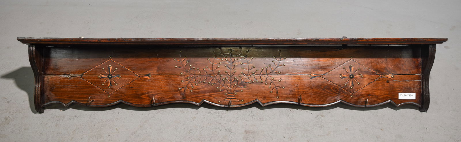 French Oak Wall Shelf / Rack with Hooks (1 of 6)