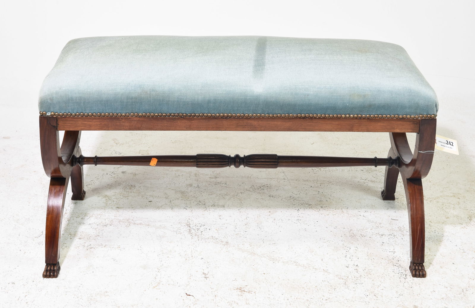 French Mahogany Upholstered Bench / Stool (1 of 4)