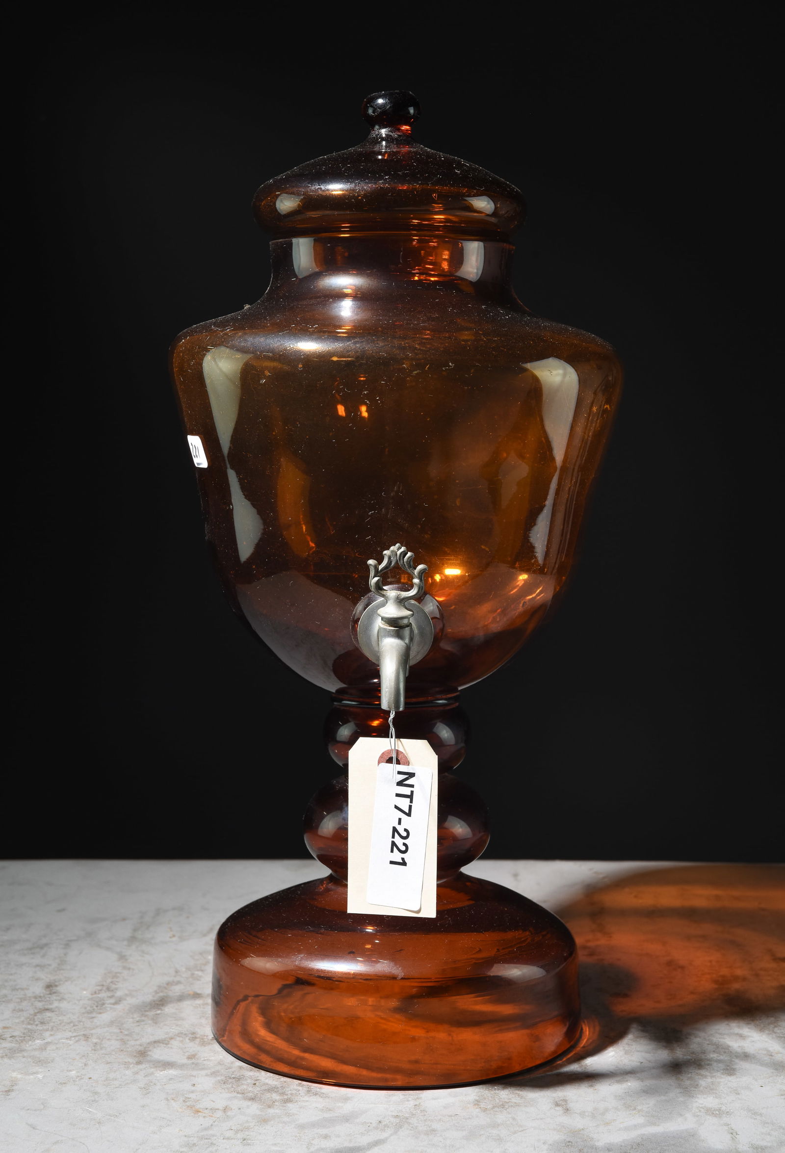 French Amber Glass Drinks Dispenser (1 of 3)