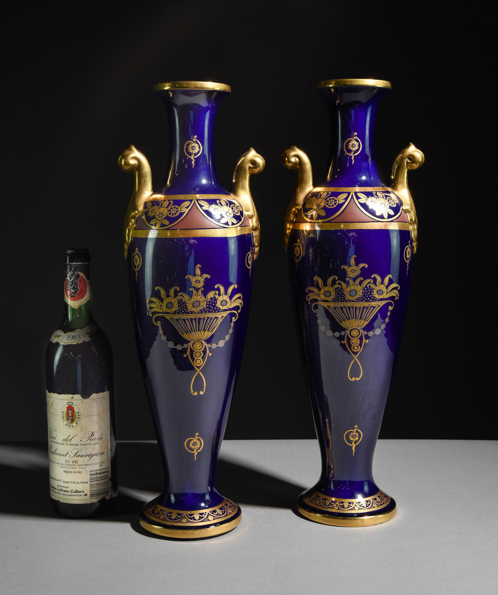 French Jaget El Pinon Pair of Cobalt Blue Vases #1 (1 of 6)