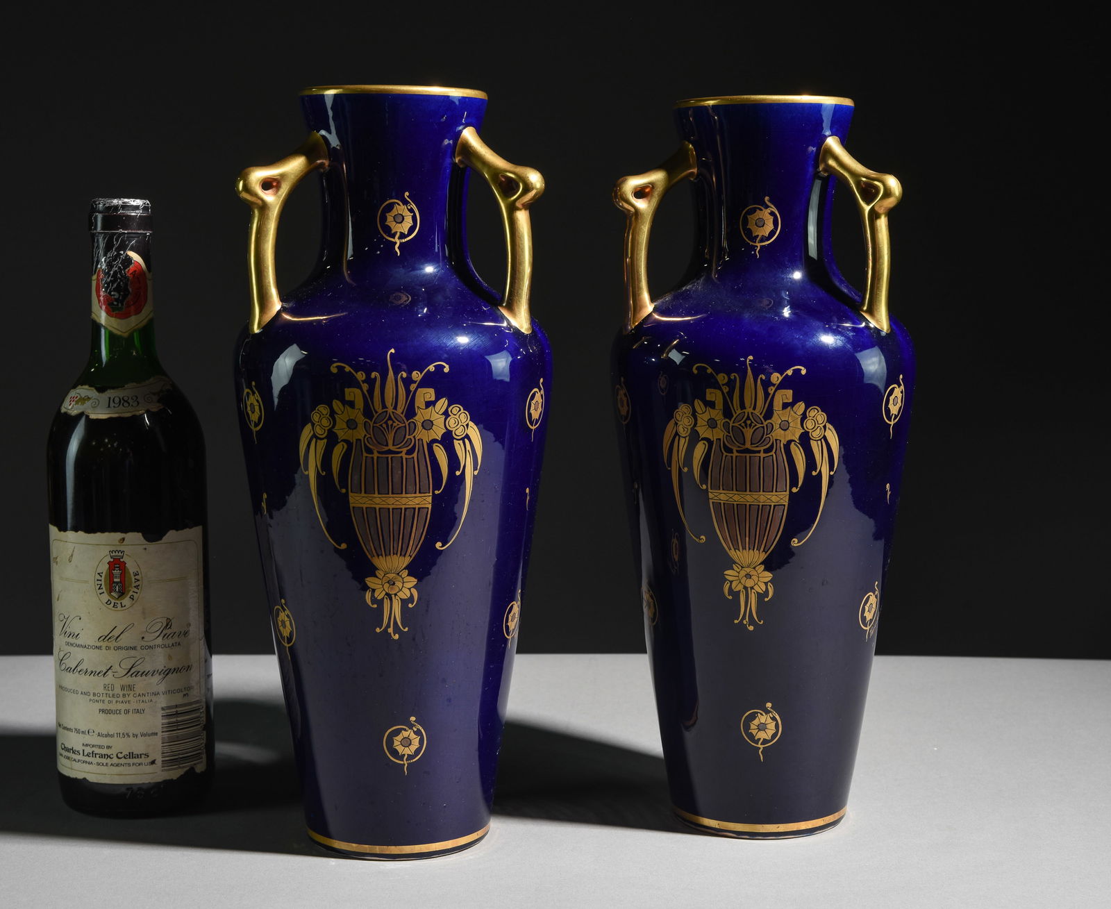 French Jaget El Pinon Pair of Cobalt Blue Vases #2 (1 of 4)