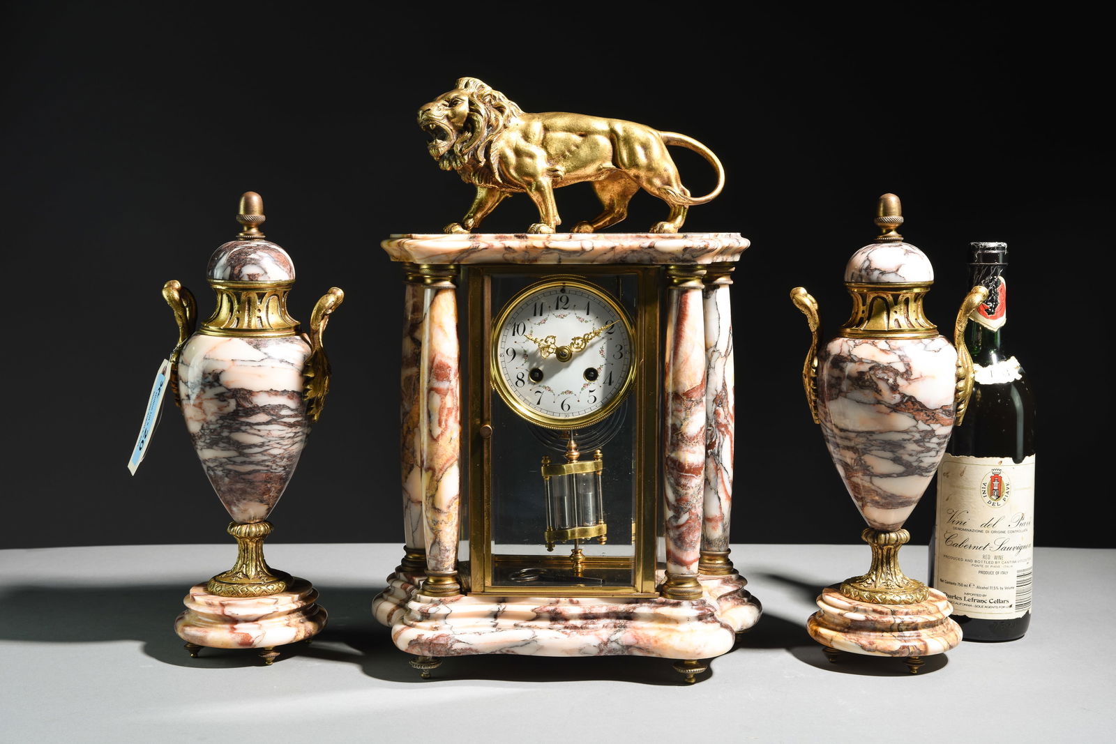 Napoleon III Style Marble Clock with Garnitures (1 of 7)