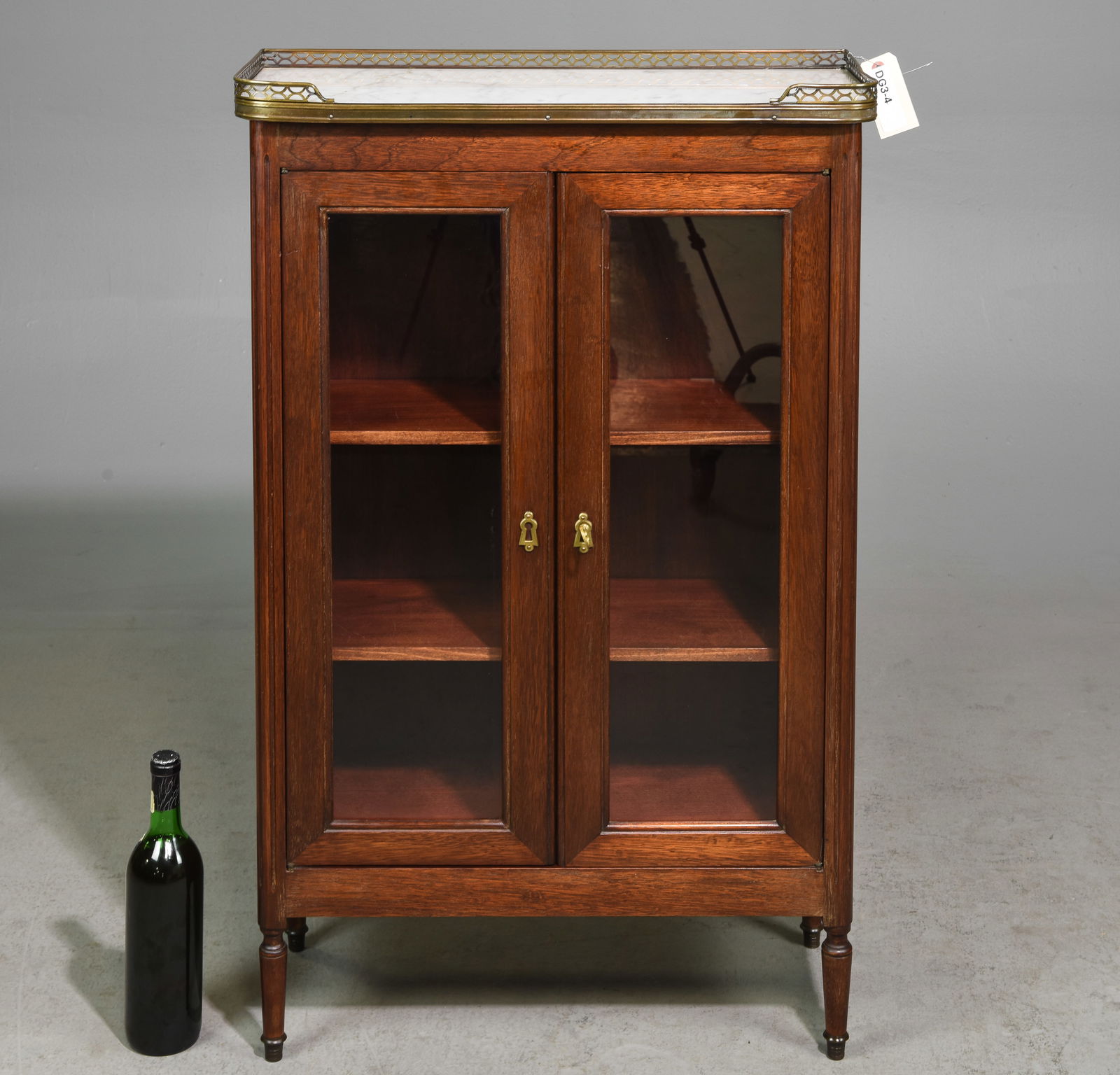 Louis XVI Style Petite Marble Top Bookcase (1 of 6)