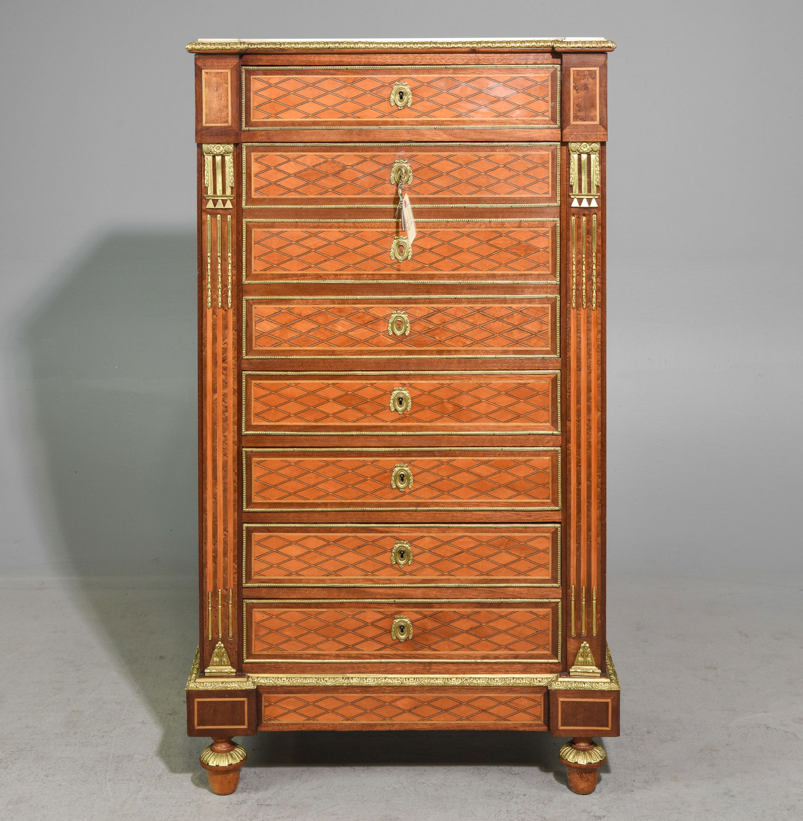 Louis XVI Style Marble Top Secretary Abattant c.1900 (1 of 8)
