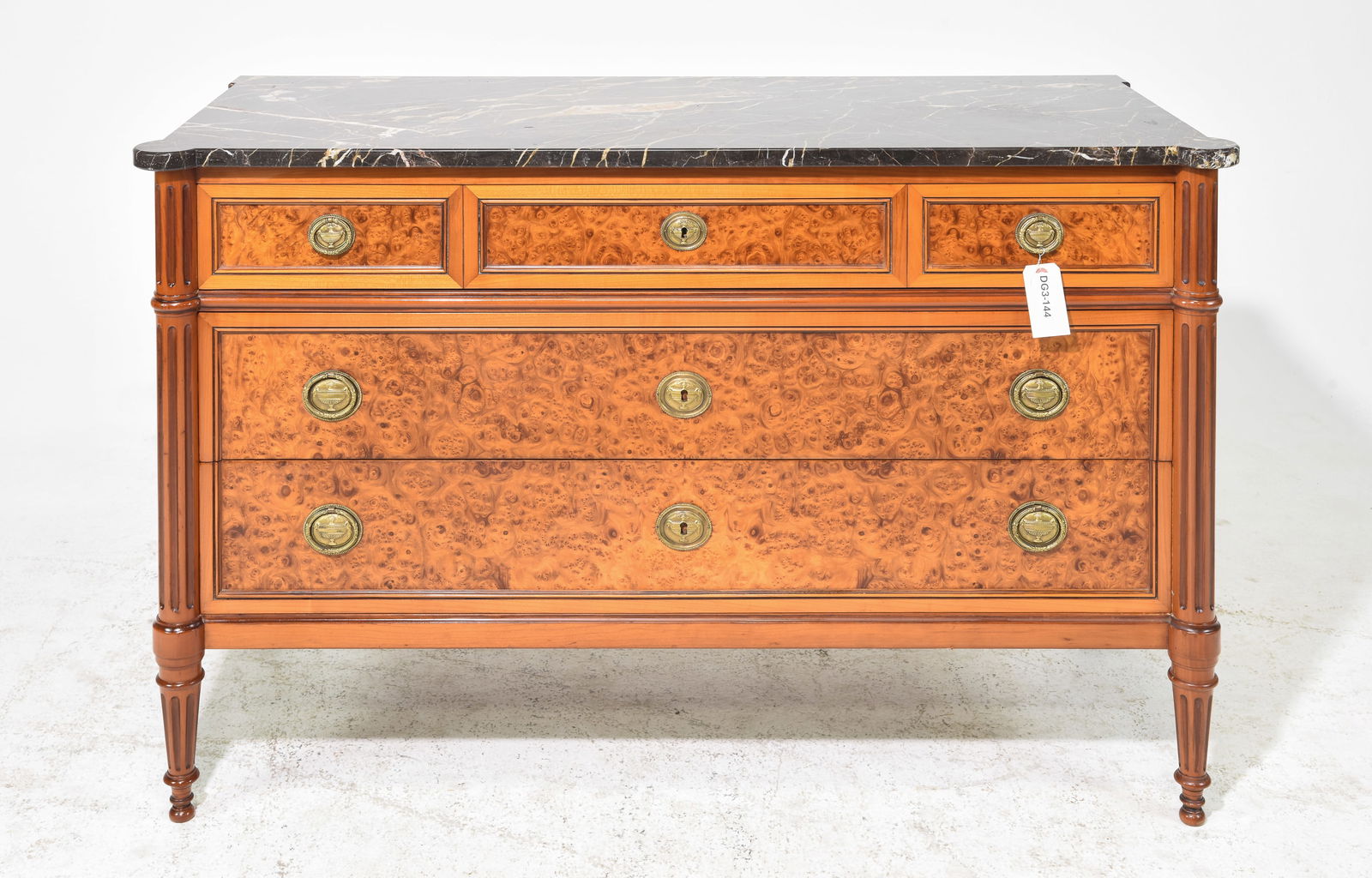 Louis XVI Style Walnut Marble Top Chest (1 of 6)