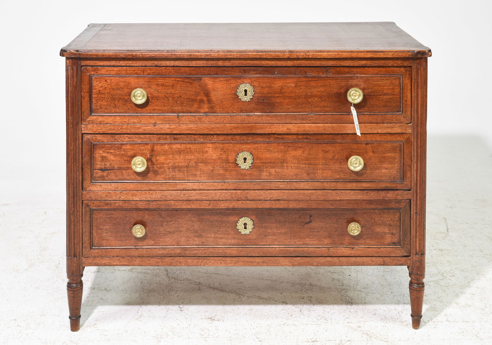 Louis XVI Style Walnut Three Drawer Chest (1 of 7)