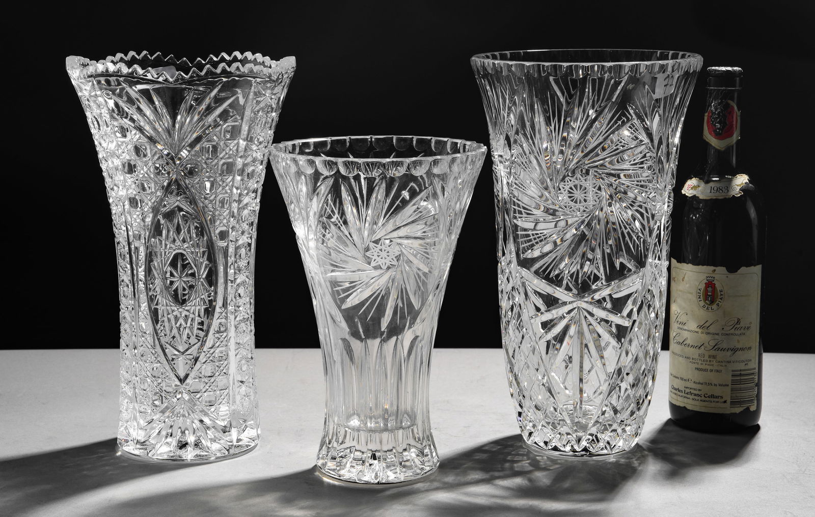 Three Cut Crystal / Glass Vases (1 of 4)