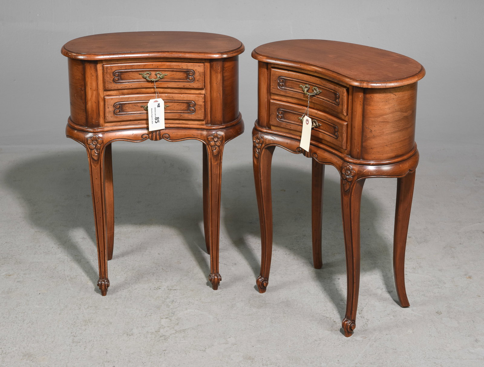 French Pair of Kidney Shaped Occasional Chests: French Pair of Kidney Shaped Occasional Chests / Nightstands c.1930's-40's - 26.5 in tall x 18 x 10.5 each