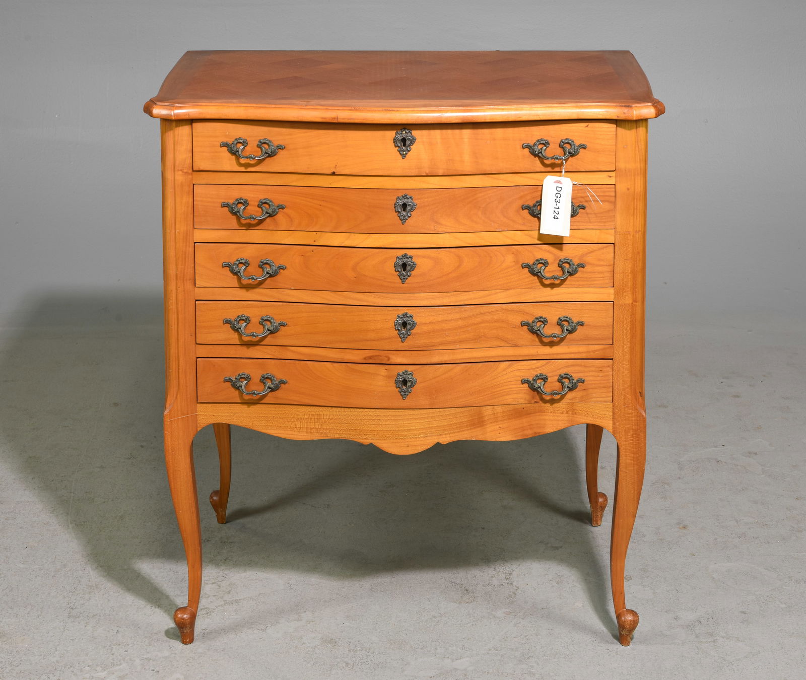 Louis XV Style Fruitwood Five Drawer Chest c.1930's (1 of 5)