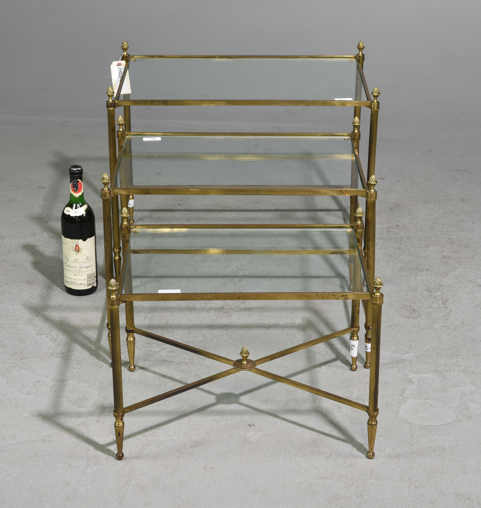 French Brass & Glass Gigogne / Nest of 3 Tables (1 of 5)