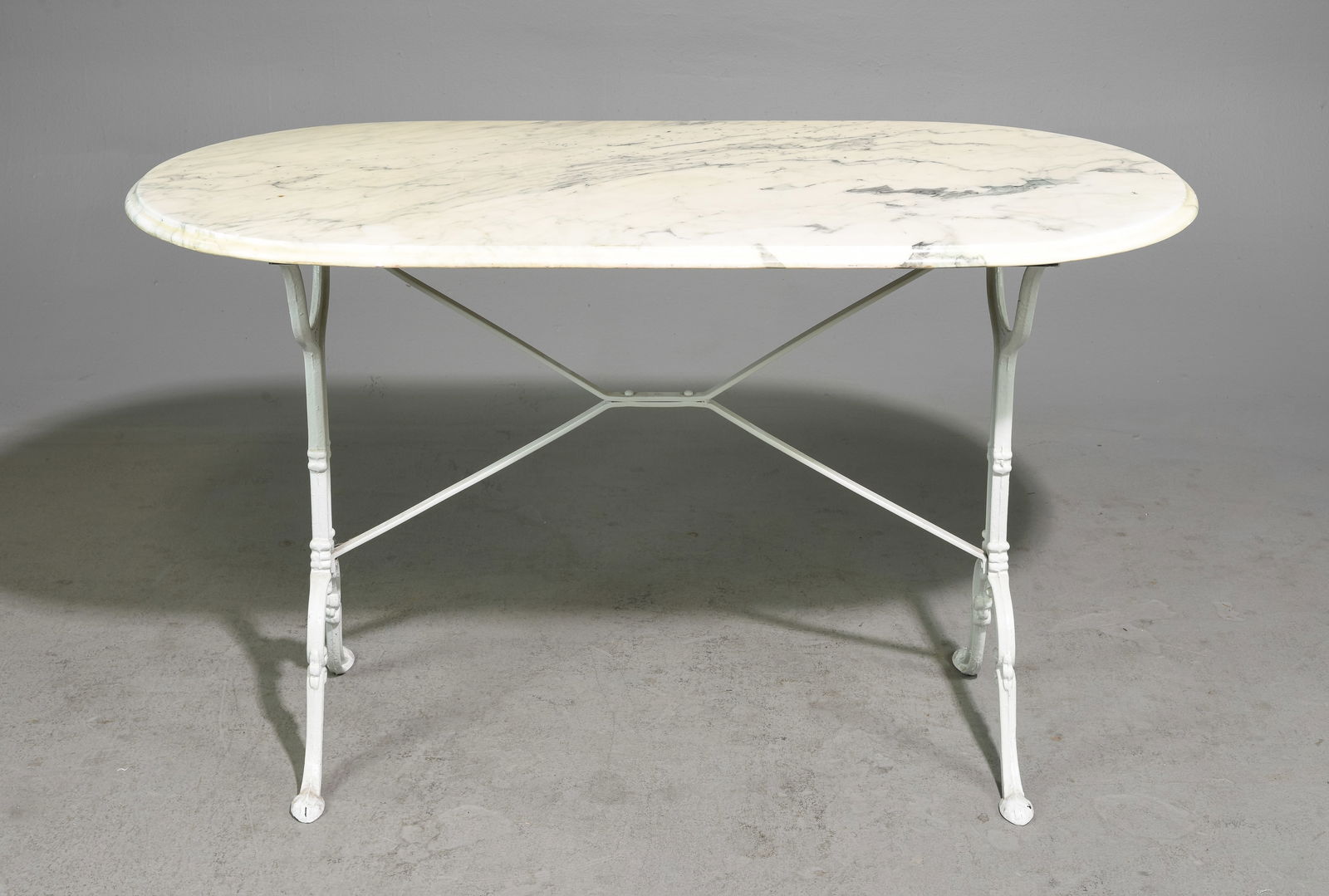 French Marble Top Painted Iron Base Bistro Table (1 of 3)