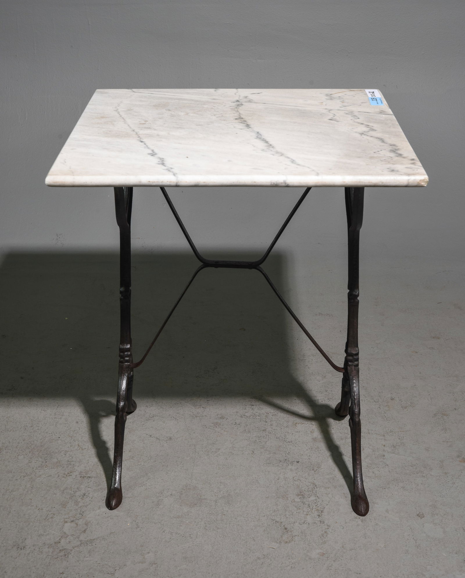 French Iron Base Square Marble Top Bistro Table (1 of 3)