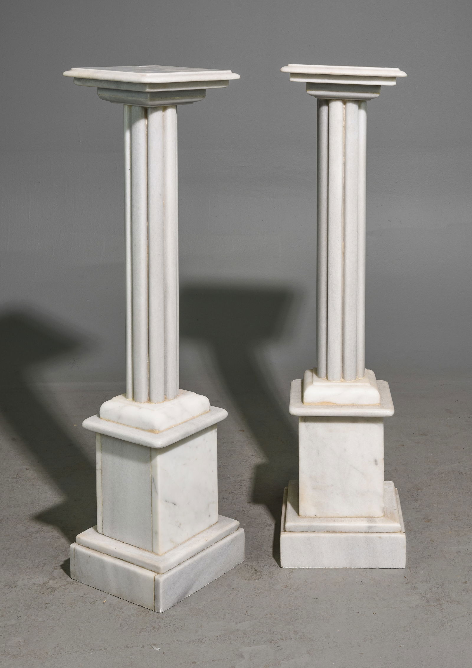 Empire Style Pair of White Marble Pedestals (1 of 5)