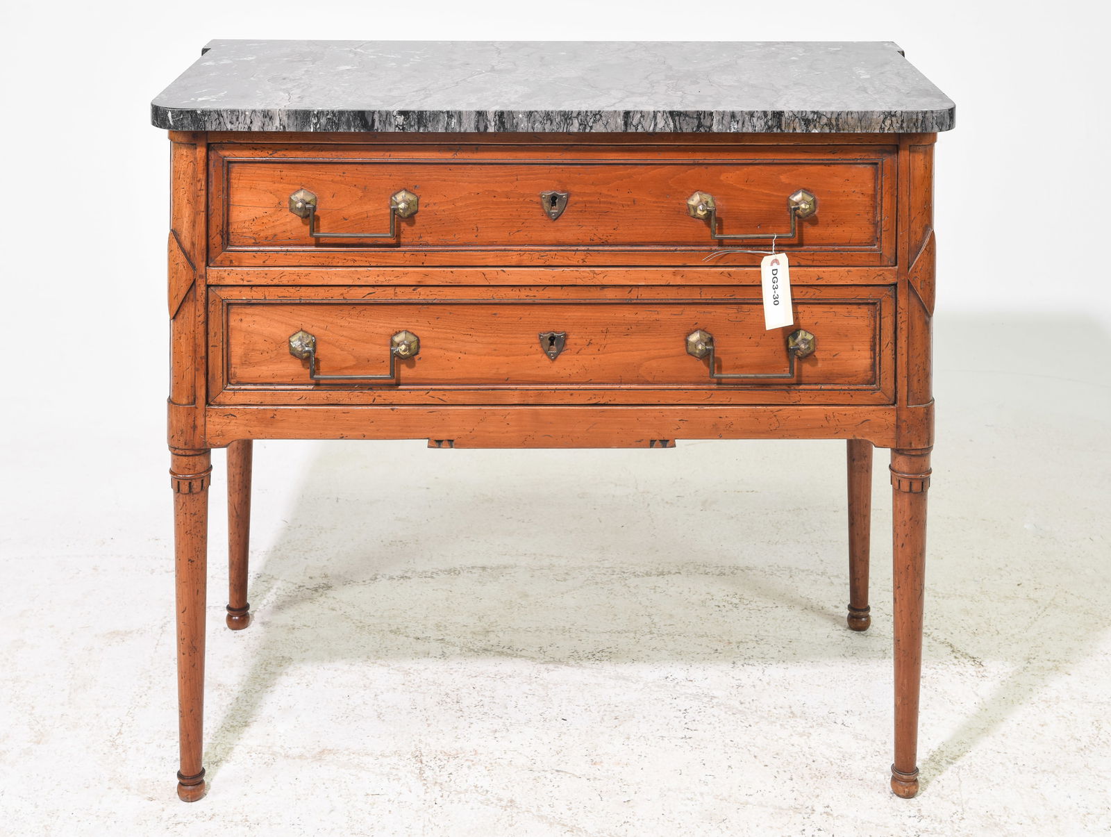 Louis XVI Style Marble Top Two Drawer Chest (1 of 6)