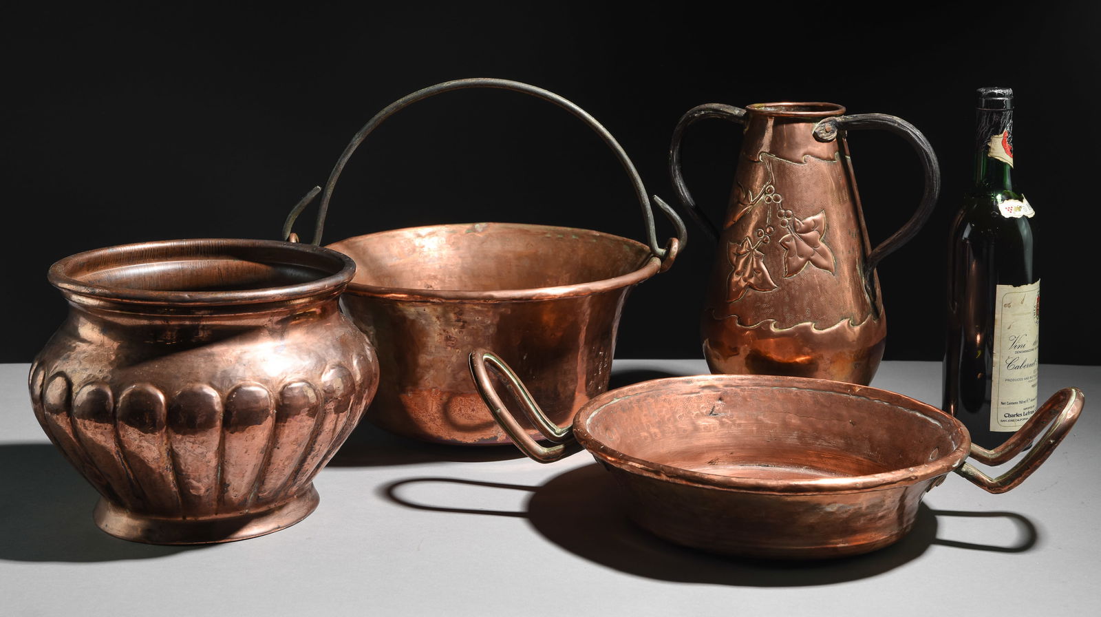 4pcs French Copper Pots, Vase & Pan (1 of 6)