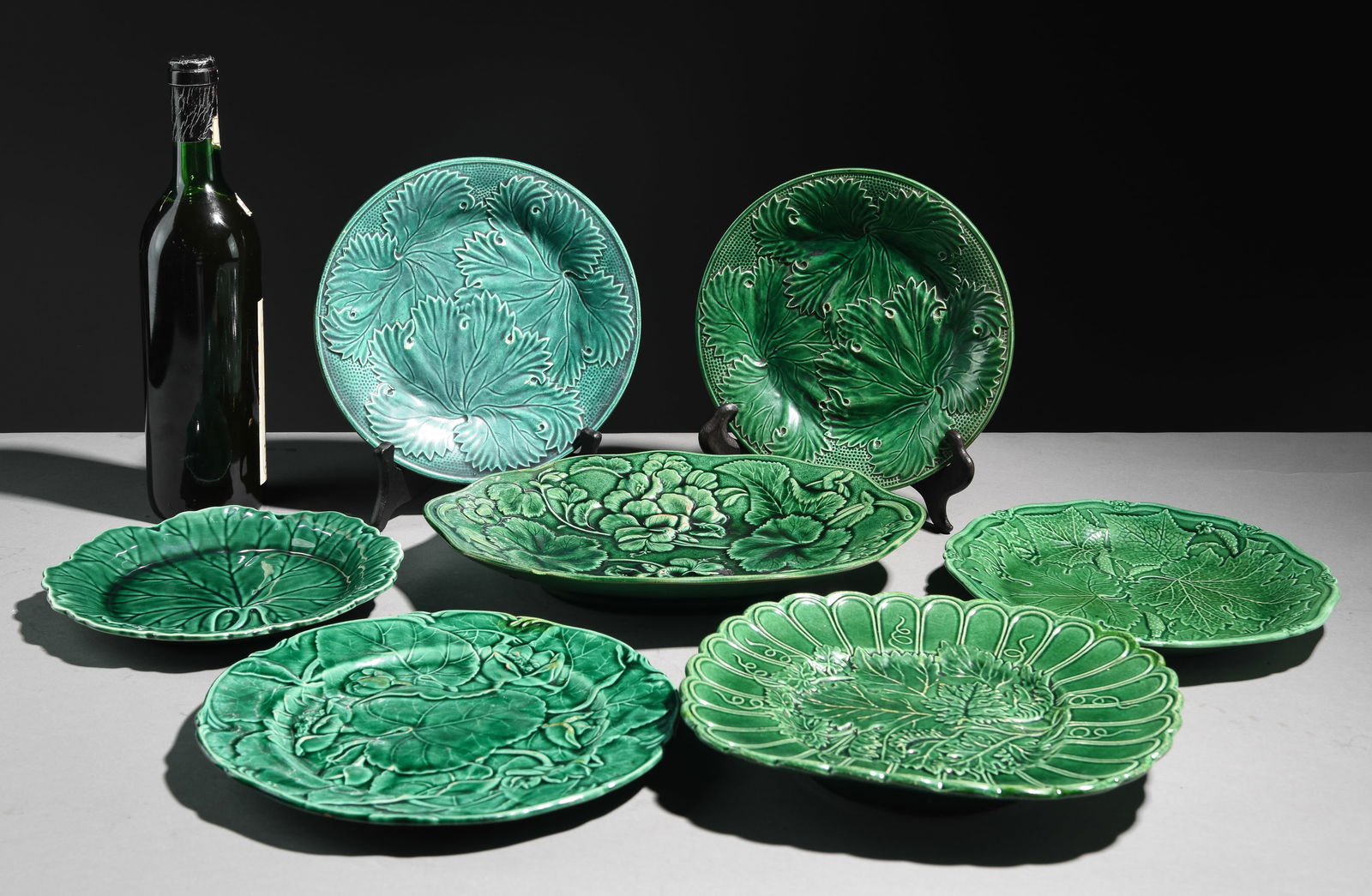 7 Green Majolica Plates #1 (1 of 8)