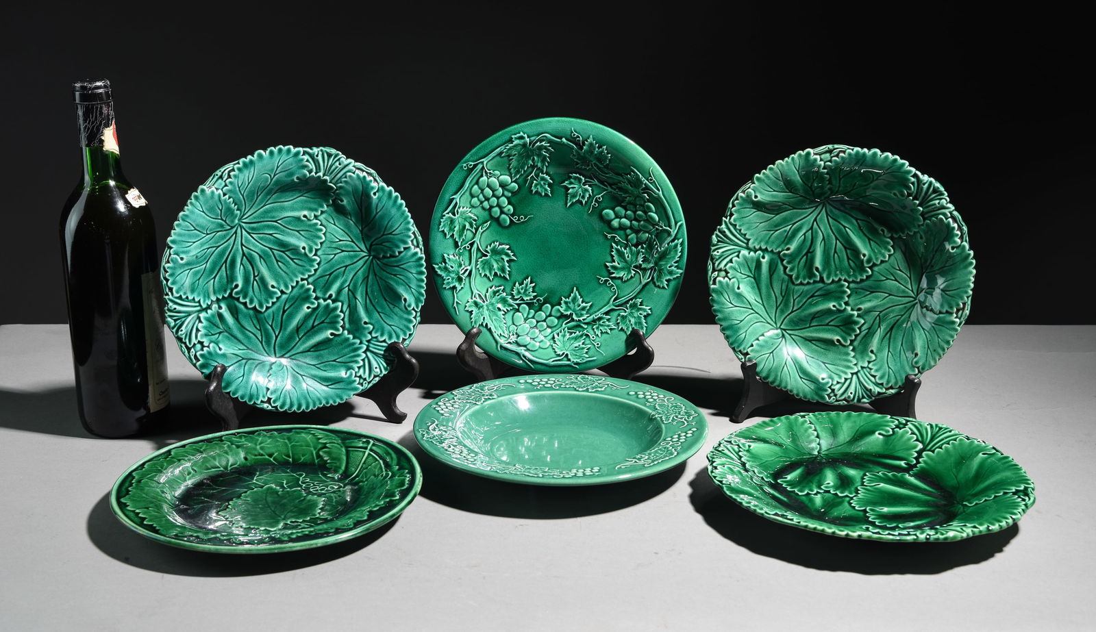 6 Green Majolica Plates (1 of 11)